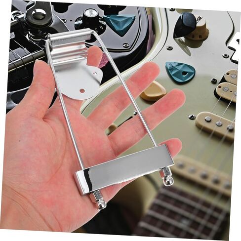 Totority Professional Silver Tailpiece Bridge String Guitar and Bass Zinc Alloy Replacement with String Spacing Compatible with Jazz Electric Models No Screws Included in Saudi Arabia