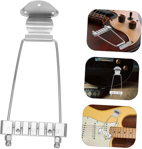 Totority Professional Silver Tailpiece Bridge String Guitar and Bass Zinc Alloy Replacement with String Spacing Compatible with Jazz Electric Models No Screws Included in Saudi Arabia
