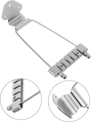 Totority Professional Silver Tailpiece Bridge String Guitar and Bass Zinc Alloy Replacement with String Spacing Compatible with Jazz Electric Models No Screws Included in Saudi Arabia