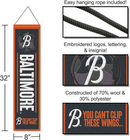 WinCraft Baltimore Orioles City Edition 8x32 Inch Vertical Wool Embroidered Hanging Banner in Saudi Arabia