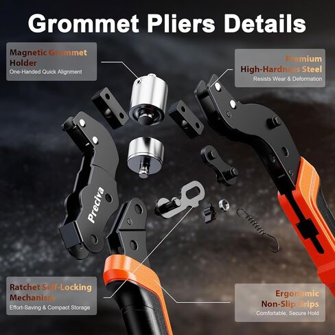 Preciva 3-Size Grommet Tool Kit of 1/2" 1/4" 3/8" - Hole Punch & Eyelet Setting Tool with 300Pcs Grommets | Handheld Eyelet Plier for Tarps, Tents, Canvas, Vinyl & Leather Crafting in Kuwait