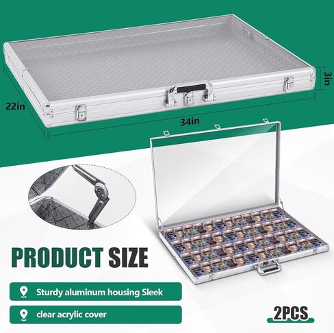 2 Pcs Card Show Display Case Trade Show Display Case Sport Aluminum Glass Table Top Portable Box with Clear Acrylic Showcase with Lock for Jewelry Craft Collect in Saudi Arabia