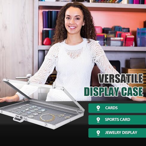 2 Pcs Card Show Display Case Trade Show Display Case Sport Aluminum Glass Table Top Portable Box with Clear Acrylic Showcase with Lock for Jewelry Craft Collect in Saudi Arabia