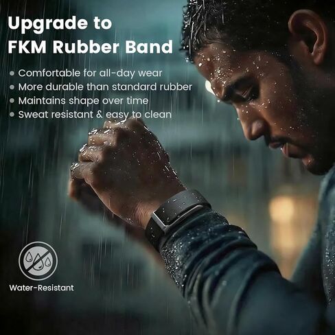 BlackPro for Hume Band Replacement Strap, FKM Rubber Loop Strap for HumeHealth Watch Band, Waterproof Adjustable Soft Fluororubber Rubber Wristband for Hume Smart Fitness Tracker in Kuwait