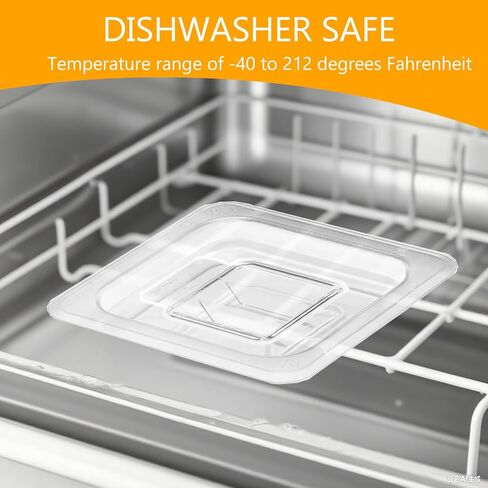 6 قطع من أغطية مقلاة الطعام NSF بمقبض | بولي كربونات مقاس 1/6 | أغطية حاويات مطعم الفندق للمطبخ التجاري | بلاستيك شفاف آمن للاستخدام في غسالة الأطباق in Kuwait