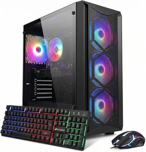 STGAubron Gaming PC Computer Desktop, Intel Core i7 8th Gen up to 4.1GHz, GeForce RTX 3050 6G, 16G DDR4, 1T SSD, WiFi 6, BT 5.2, RGB Fan x6, Windows 11 Home in Saudi Arabia