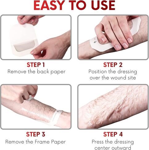 ضمادة شفافة مقاس 10.16 سم × 11.43 سم (10 عبوات) - ضمادات جروح لاصقة مقاومة للماء للاستحمام بعد العمليات الجراحية، درع IV، رعاية ما بعد الوشم، رقع شفافة قابلة للتنفس من HEALQU in Kuwait