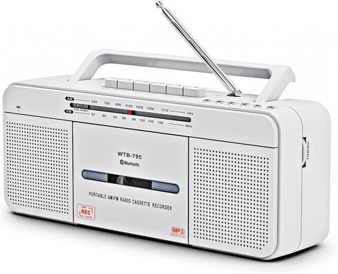 Retro Classic Classic Protable Boombox مع مسجل مشغل الكاسيت ، راديو AM/FM/SW1/SW2 ، Bluetooth ، فتحات USB/Micro SD ، مقبس سماعة الرأس ، مكبرات صوت عالية المدى 24W in Kuwait