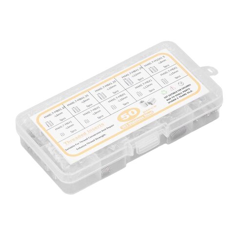50Pcs Threaded Inserts Stainless Steel Thread Insert Assortment Kit with Storage Box Silver in Saudi Arabia