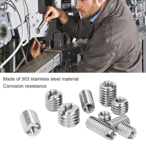 50Pcs Threaded Inserts Stainless Steel Thread Insert Assortment Kit with Storage Box Silver in Saudi Arabia