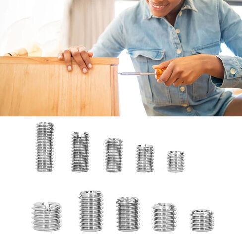 50Pcs Threaded Inserts Stainless Steel Thread Insert Assortment Kit with Storage Box Silver in Saudi Arabia