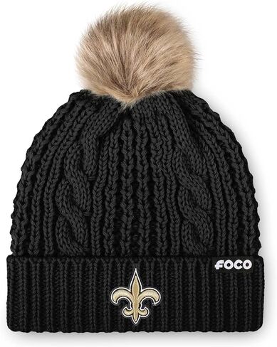 قبعة صغيرة للسيدات من FOCO New Orleans Saints NFL مصنوعة من الفرو الصناعي بلون الفريق in Saudi Arabia