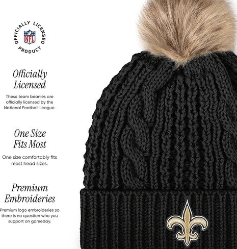 قبعة صغيرة للسيدات من FOCO New Orleans Saints NFL مصنوعة من الفرو الصناعي بلون الفريق in Saudi Arabia