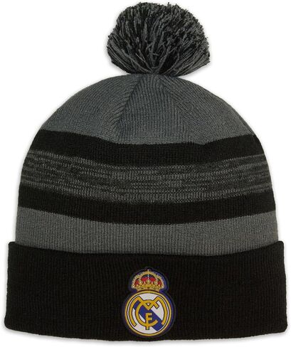 2024 Compatible with Real Madrid Official Grey with Black Line Pattern Beanie in Saudi Arabia