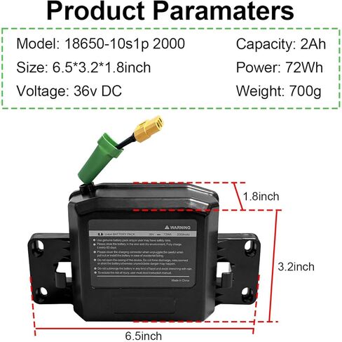36V 2Ah Li-ion Battery Replacement for Jetson Hoverboard Batteries with 72Wh Power High Performance, Longer-Lasting Life Rechargeable Battery in Kuwait