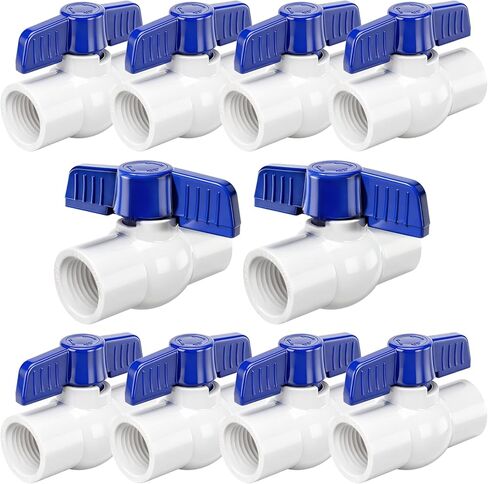 10Pack PVC Ball Valves 3/4'' NPT Threaded Full Port, T-handle SCH40 Water Pipe Shut-Off Ball Valve, Plastic Control Valve 3/4in for Water Project, Pool, Sewage Pump, Irrigation System, Thread in Saudi Arabia