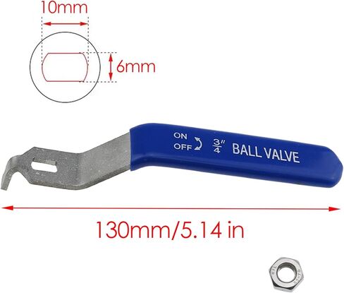 Stainless Steel Lever Handle with M10 Nut for DN20 Ball Valve, Quarter Turn Operation, Blue Plastic Grip & Chrome Plated Finish (DN20 3/4") in Kuwait