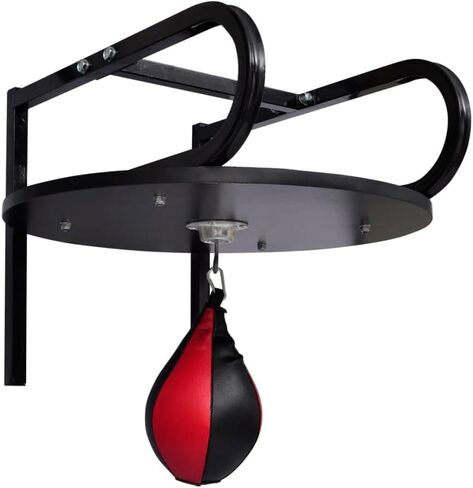 Pemberly Row Speed Ball Platform Set, MDF and Steel Frame with PVC Punch Bag, Black/Red, 1' 11" Diameter, Wall-Mounted Gym Use, Durable Swivel Bracket for Faster Rebound in Kuwait