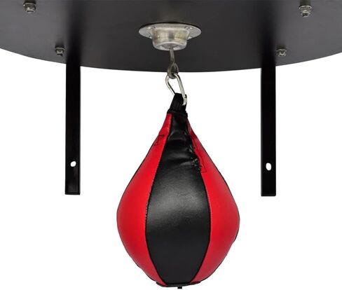 Pemberly Row Speed Ball Platform Set, MDF and Steel Frame with PVC Punch Bag, Black/Red, 1' 11" Diameter, Wall-Mounted Gym Use, Durable Swivel Bracket for Faster Rebound in Kuwait