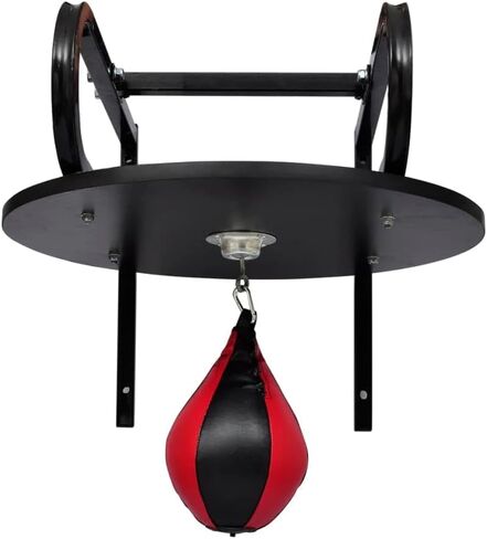 Pemberly Row Speed Ball Platform Set, MDF and Steel Frame with PVC Punch Bag, Black/Red, 1' 11" Diameter, Wall-Mounted Gym Use, Durable Swivel Bracket for Faster Rebound in Kuwait