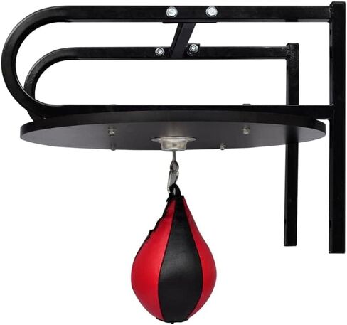 Pemberly Row Speed Ball Platform Set, MDF and Steel Frame with PVC Punch Bag, Black/Red, 1' 11" Diameter, Wall-Mounted Gym Use, Durable Swivel Bracket for Faster Rebound in Kuwait