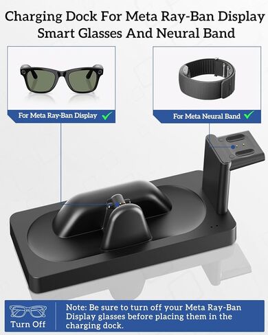 Charging Station for Meta Ray-Ban Display Glasses&for Meta Neural Band, Charger Dock for RayBan Met-A Display Smart Glasses Accessories「3-in-1 Charging,Compact,Status Indicator,Circuit Protection」 in Kuwait