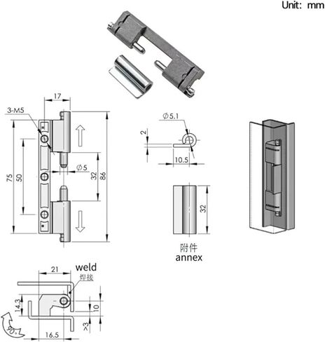سبائك الزنك مسمار مزدوج انفصال مخفي لحام المفصلي معدات الآلات الكهربائية الصناعية 1 قطعة in Kuwait
