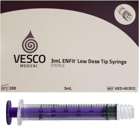 Vesco Medical Enfit Low Dose Tip المحاقن ، 3 مل (حزمة من 100) in Kuwait