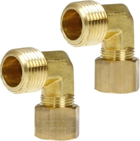 تركيب كوع ضاغط الهواء 69FF - لجزء توصيل أنظمة أنابيب ضاغط الهواء 69FF-2Pack - كوع نحاسي مزورة - ضغط 1/2 بوصة × 1/2 بوصة × ذكر NPT 90° 200 PSI -65 درجة فهرنهايت إلى +250 درجة فهرنهايت أصفر 2 حزمة in Kuwait