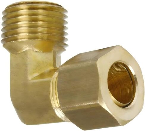 تركيب كوع ضاغط الهواء 69FF - لجزء توصيل أنظمة أنابيب ضاغط الهواء 69FF-2Pack - كوع نحاسي مزورة - ضغط 1/2 بوصة × 1/2 بوصة × ذكر NPT 90° 200 PSI -65 درجة فهرنهايت إلى +250 درجة فهرنهايت أصفر 2 حزمة in Kuwait