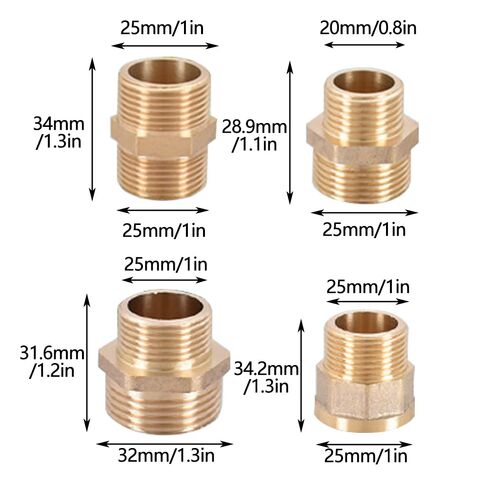 2PCS 3/4" Male& Female Thread Union Elbow Brass Pipe Fittings for Heating and Drinking Water Systems Double Nipples with Thread Quick Connect in Saudi Arabia