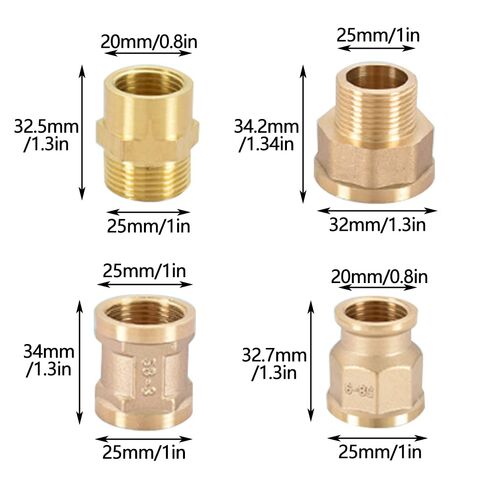 2PCS 3/4" Male& Female Thread Union Elbow Brass Pipe Fittings for Heating and Drinking Water Systems Double Nipples with Thread Quick Connect in Saudi Arabia