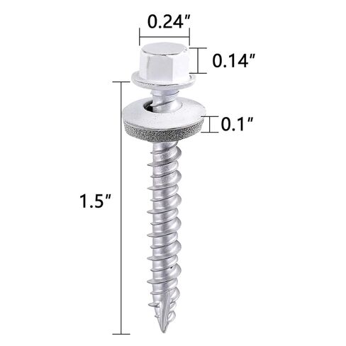 50 Pcs White #10 x 1-1/2" Metal Roofing Screws with EPDM Washer Hex Head Galvanized Self-Tapping Screws for They Can Be Used for Roofing Siding Fences Houses Porches or Sloping Roofs in Kuwait