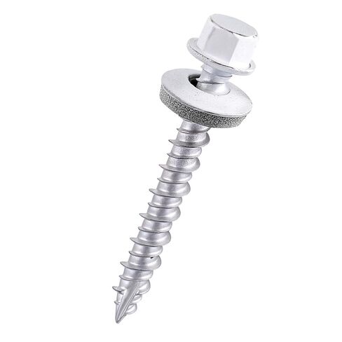 50 Pcs White #10 x 1-1/2" Metal Roofing Screws with EPDM Washer Hex Head Galvanized Self-Tapping Screws for They Can Be Used for Roofing Siding Fences Houses Porches or Sloping Roofs in Kuwait
