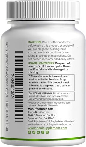 DEAL SUPPLEMENT Ashwagandha Extract with Black Pepper Extract, 240 Softgels – Ayurvedic Root Extract with Added MCT Oil – Active Withanolides – Non-GMO, Lab Tested in Saudi Arabia