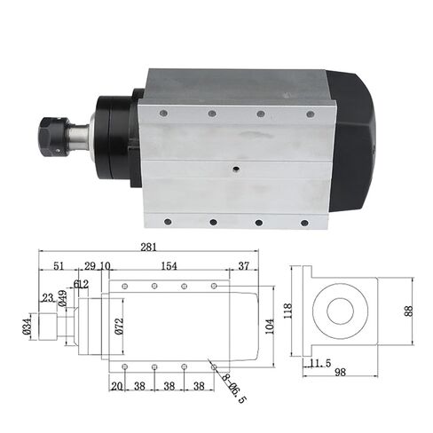 3.0kw ER20 air Cooled Spindle Motor Chuck 4 Bearings 220V 380V Square Flange(3.0kw 220V) in Saudi Arabia