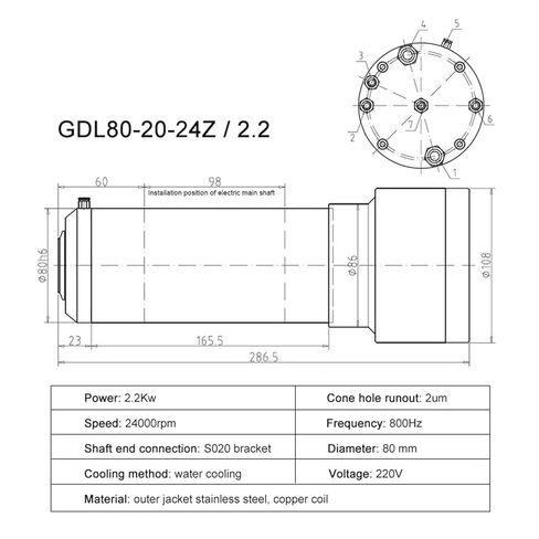 2.2KW ATC Water-Cooled Spindle ISO20 AC220V 800Hz 80MM NPN PNP(PNP,2.2kw 30000rpm 220V) in Saudi Arabia