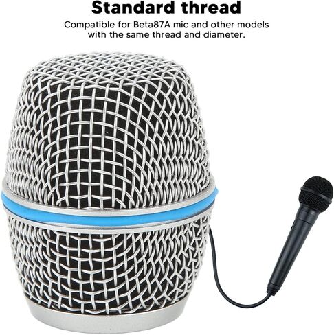 Replacement Microphone Grill for Beta87A, Microphone Ball Head Mesh Grill Inner Foam Filter, Stainless Steel Grille Mic Ball Head, Microphone Accessories Metal Microphone Grille. in Kuwait
