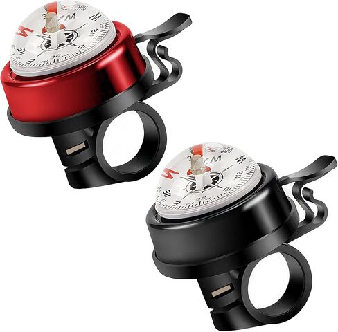 Pack of 2 Aluminum Alloy e-Bike Accessories for Adults | Compass Bicycle Bell & Loud Bike Horn Fits in 22.2mm Handlebars | Must Have Accessory for Men & Women for Mountain & Road in Saudi Arabia