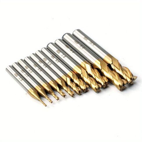 7Pcs/11Pcs Milling Cutters 4-Flute Titanium Coated HSS End Mill Set 1.5-10mm CNC Router Bit for Wood Steel Milling (1.5-6mm(7pcs)) in Saudi Arabia