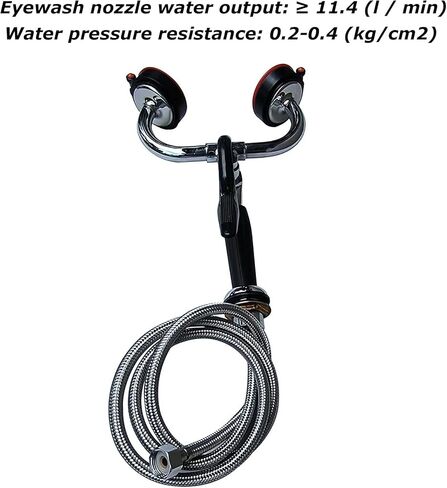 غسول عيون مزدوج الفم، محطة غسيل العين بخرطوم الغمر، مع مقبض تعديل معدل التدفق، يتميز بمقاومة ممتازة للتآكل، للاستخدام المختبري والصناعي. in Kuwait