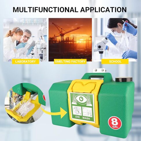 Portable Eyewash Station - 2026 Eye Wash Station with Ansi Certified OSHA-Approved, 8 Gallon Wall Mount Eye Washing Station with Dual Spray in Kuwait