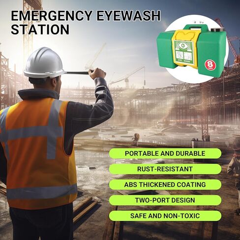 Portable Eyewash Station - 2026 Eye Wash Station with Ansi Certified OSHA-Approved, 8 Gallon Wall Mount Eye Washing Station with Dual Spray in Kuwait