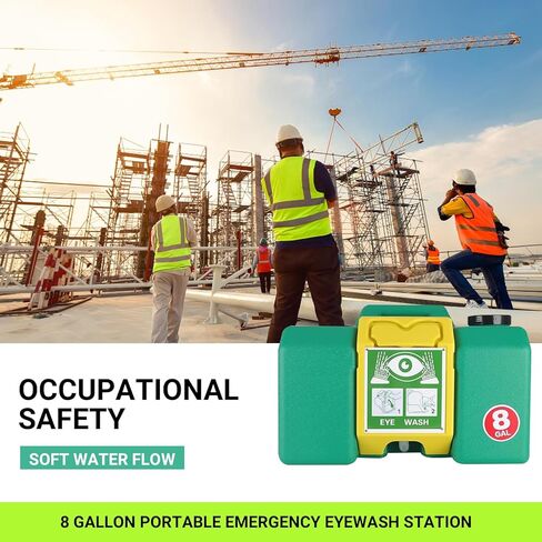 Portable Eyewash Station - 2026 Eye Wash Station with Ansi Certified OSHA-Approved, 8 Gallon Wall Mount Eye Washing Station with Dual Spray in Kuwait