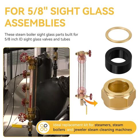 أجزاء جهاز البخار الزجاجي مقاس 5/8 بوصة، حشوات معرف، غسالات، مجموعة صواميل نحاسية، غلاية بخارية، طقم إصلاح صمام زجاجي للمجوهرات وأجهزة البخار وغلايات البخار، أجزاء الغلايات in Kuwait