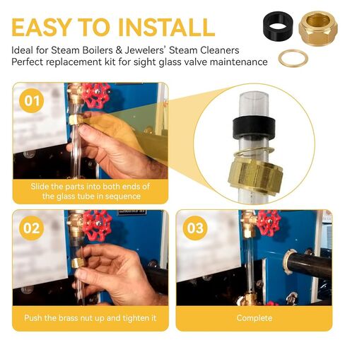 أجزاء جهاز البخار الزجاجي مقاس 5/8 بوصة، حشوات معرف، غسالات، مجموعة صواميل نحاسية، غلاية بخارية، طقم إصلاح صمام زجاجي للمجوهرات وأجهزة البخار وغلايات البخار، أجزاء الغلايات in Kuwait