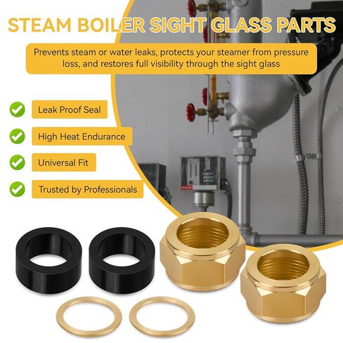 أجزاء جهاز البخار الزجاجي مقاس 5/8 بوصة، حشوات معرف، غسالات، مجموعة صواميل نحاسية، غلاية بخارية، طقم إصلاح صمام زجاجي للمجوهرات وأجهزة البخار وغلايات البخار، أجزاء الغلايات in Kuwait