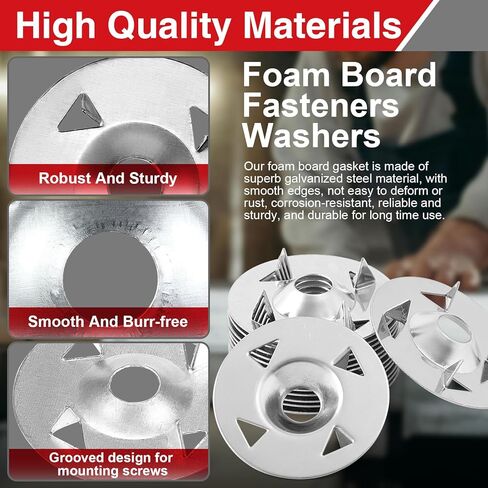 1-1/8 بوصة غسالات تثبيت ألواح الرغوة، مثبتات ألواح الرغوة لتركيب وتثبيت ألواح الرغوة العازلة، 72 قطعة in Kuwait