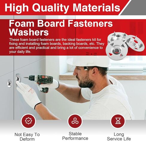1-1/8 بوصة غسالات تثبيت ألواح الرغوة، مثبتات ألواح الرغوة لتركيب وتثبيت ألواح الرغوة العازلة، 72 قطعة in Kuwait