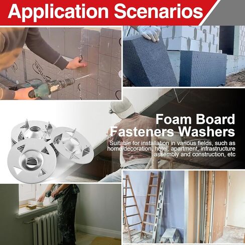 1-1/8 بوصة غسالات تثبيت ألواح الرغوة، مثبتات ألواح الرغوة لتركيب وتثبيت ألواح الرغوة العازلة، 72 قطعة in Kuwait